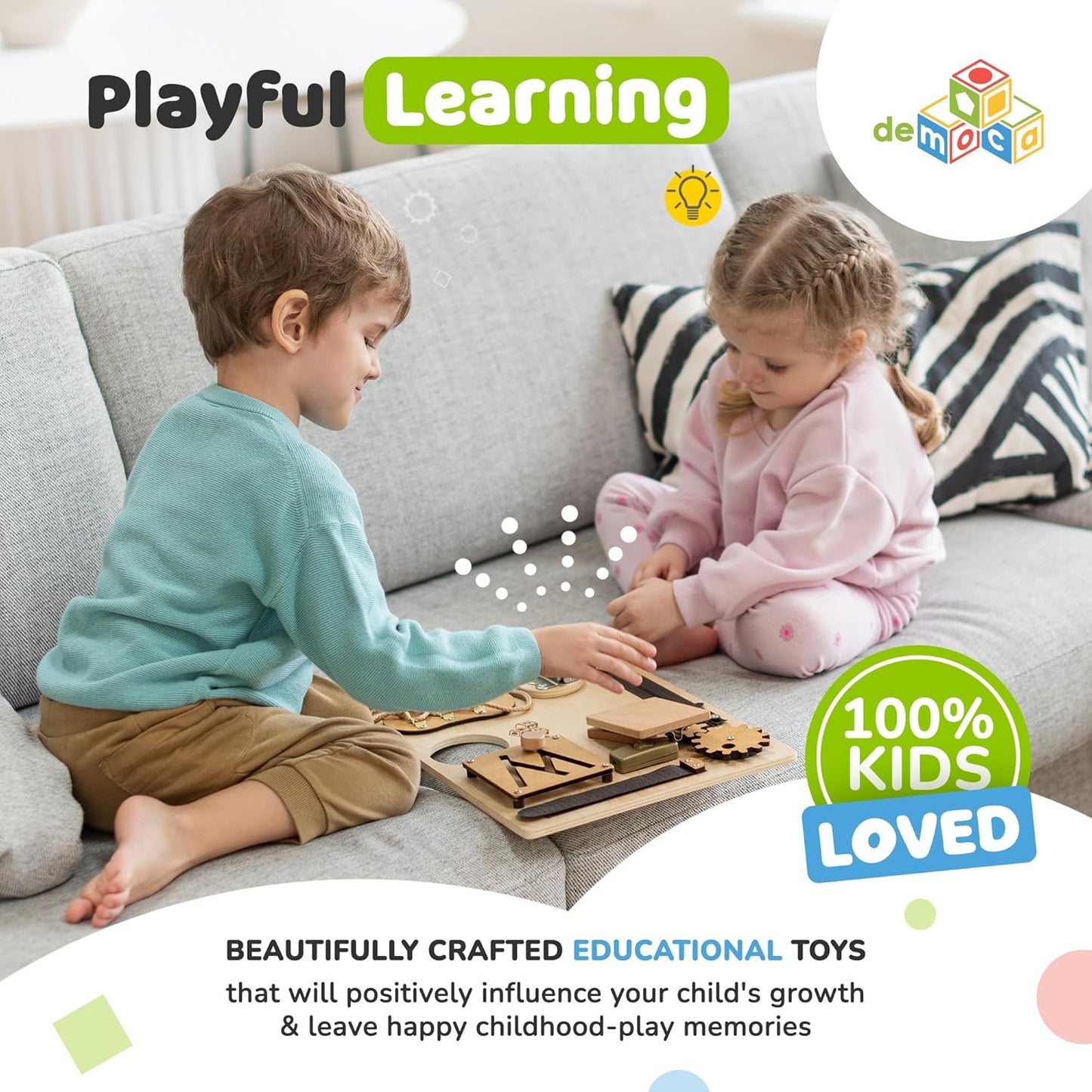 Busy Board Montessori Toys for Toddlers, Premium Sensory Wooden Toy with 10 Learning Activities for Fine Motor Skills, Airplane Travel Toy for Toddlers, Gift for Boys & Girls