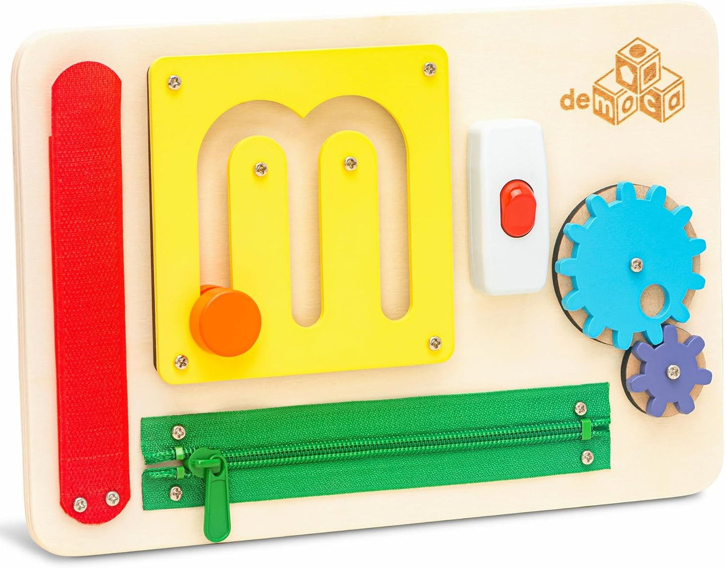 Busy Board Montessori Toys for Toddlers, Premium Sensory Wooden Toy with 10 Learning Activities for Fine Motor Skills, Airplane Travel Toy for Toddlers, Gift for Boys & Girls