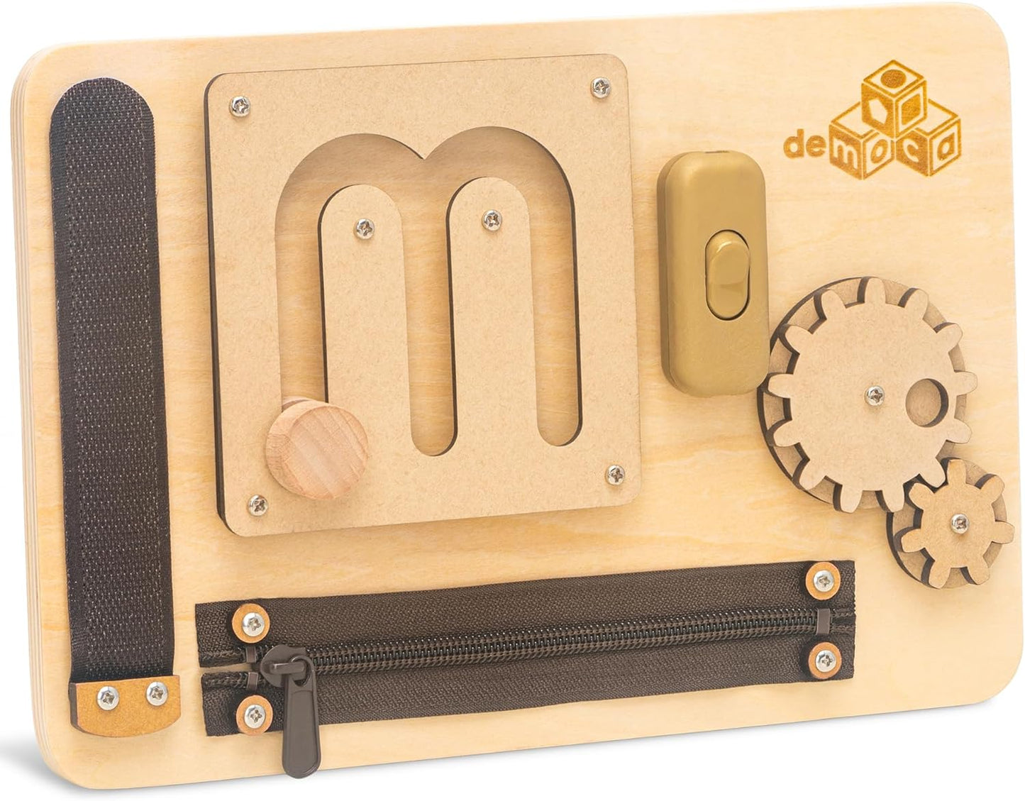 Busy Board Montessori Toys for Toddlers, Premium Sensory Wooden Toy with 10 Learning Activities for Fine Motor Skills, Airplane Travel Toy for Toddlers, Gift for Boys & Girls