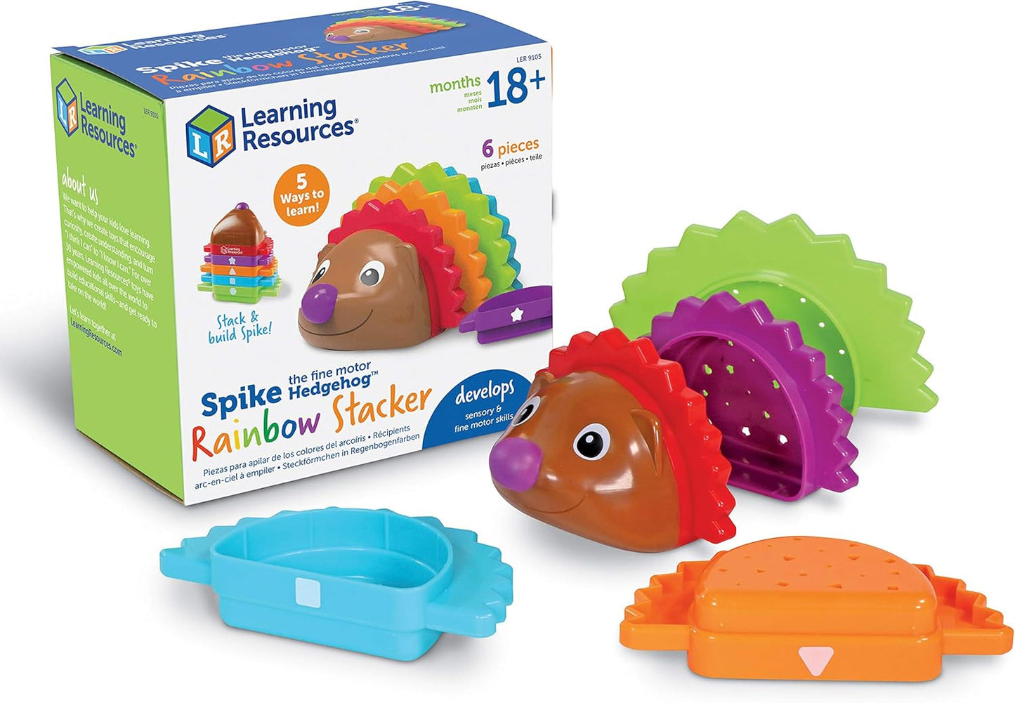 Spike the Fine Motor Hedgehog, Toddler Learning Toys, Fine Motor and Sensory Toys, Kids Easter Basket Stuffers, Ages 18+ Months,14 Pieces