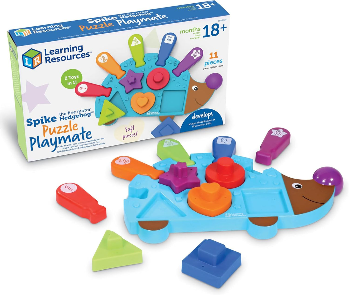 Spike the Fine Motor Hedgehog, Toddler Learning Toys, Fine Motor and Sensory Toys, Kids Easter Basket Stuffers, Ages 18+ Months,14 Pieces