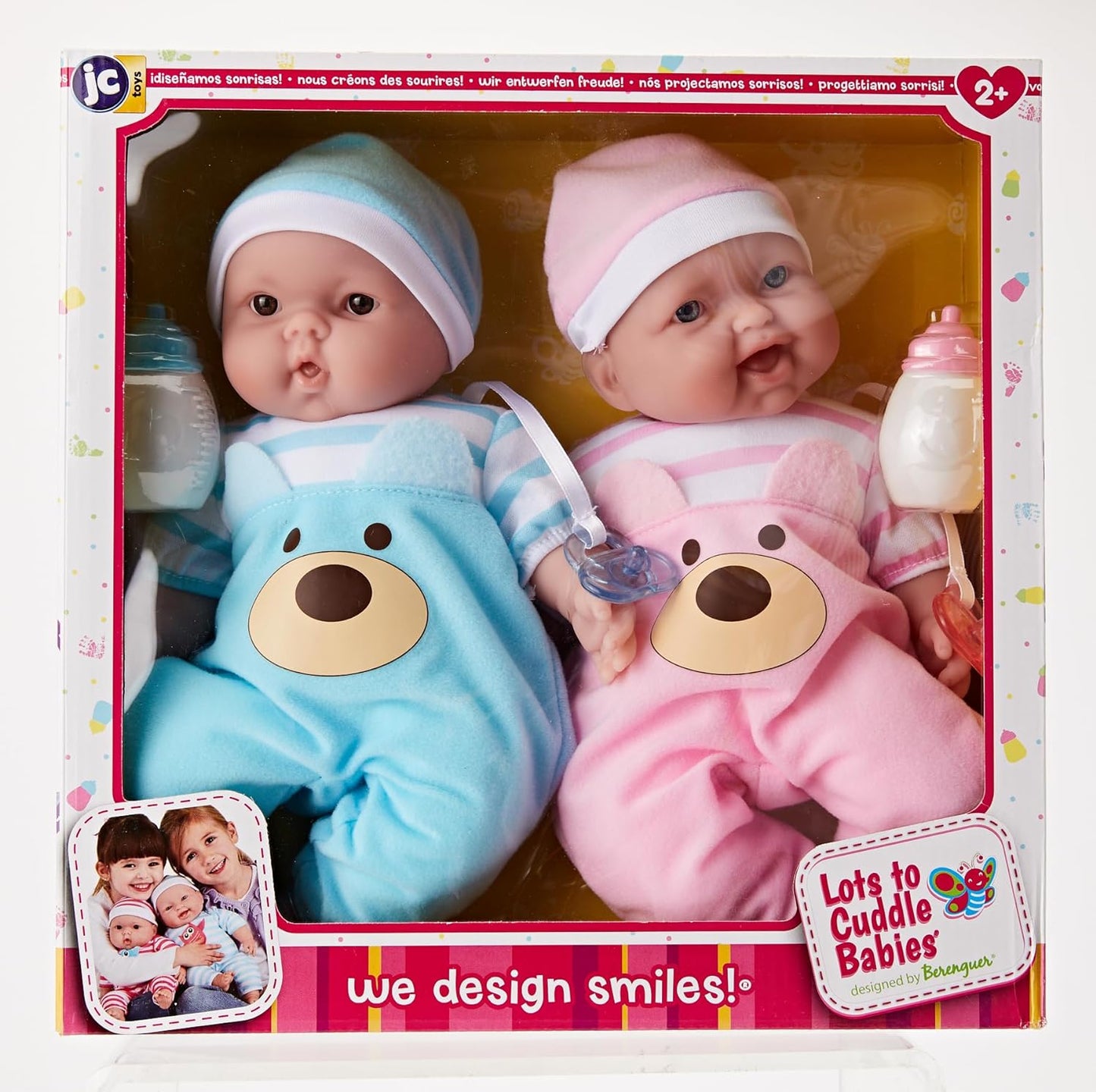 Twins 13" Realistic Soft Body Baby Dolls Berenguer Boutique | Twins Gift Set with Removable Outfits and Accessories | Pink and Blue | Caucasian | Ages 2+