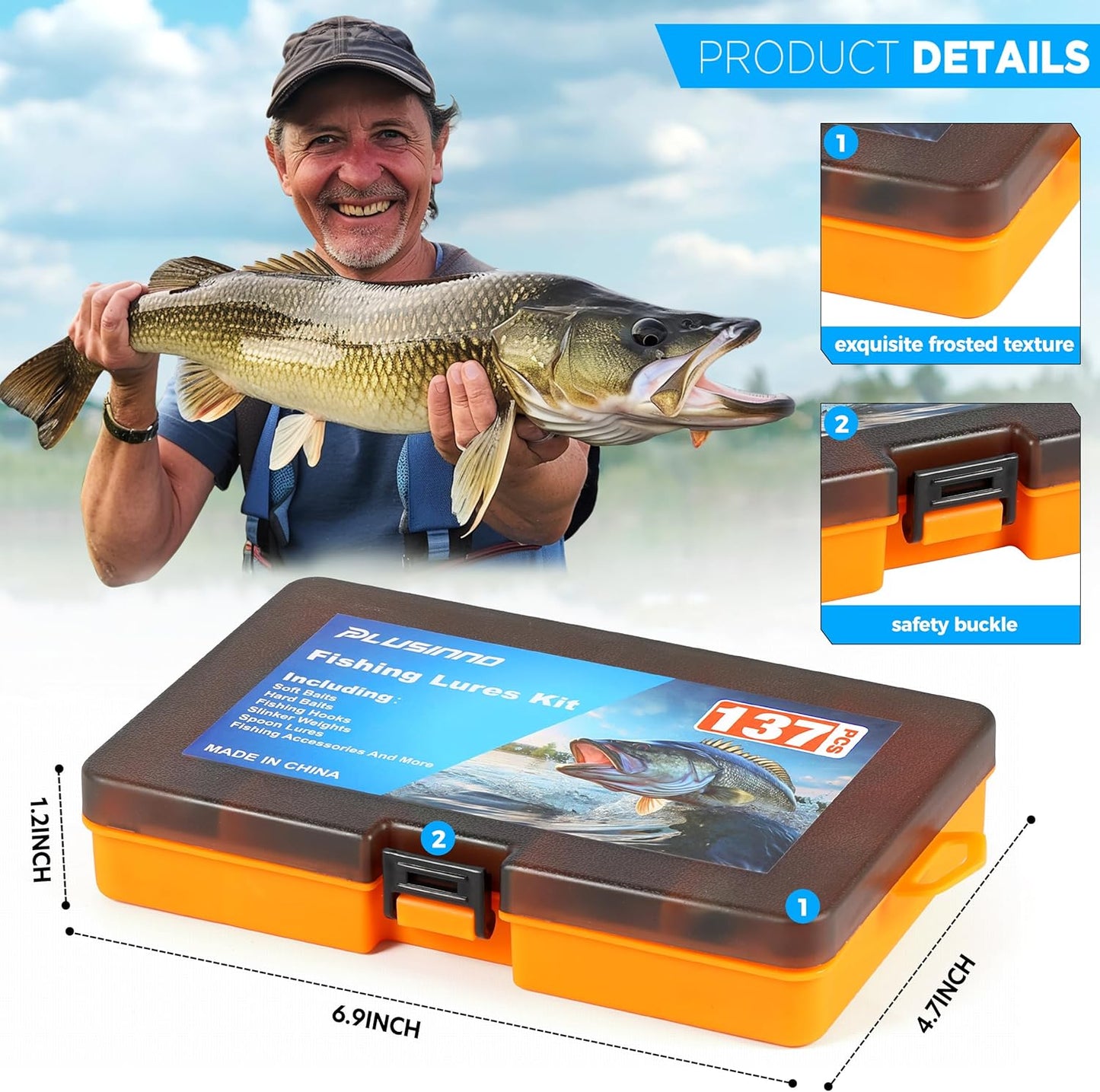 Fishing Lures, 137Pcs Tackle Box with Tackle Included, Crankbaits, Spoon, Hooks, Weights & Other Accessories, Fishing Bait Lure Gear Kit Gift for Men Bass Freshwater