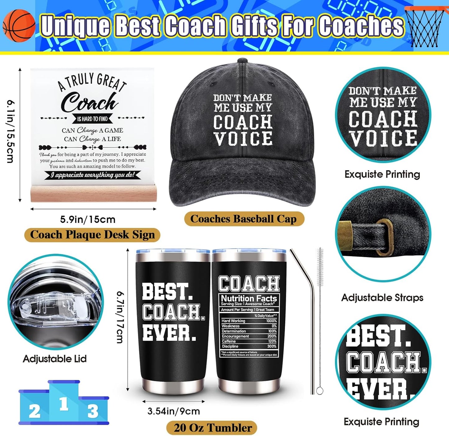 Coach Gifts for Men Women, 20 Oz Best Coach Ever Tumbler Gifts, Thank You Coach Gifts, Birthday Christmas Gifts for Coach, Soccer Football Softball Basketball Swim Coach Appreciation Gifts
