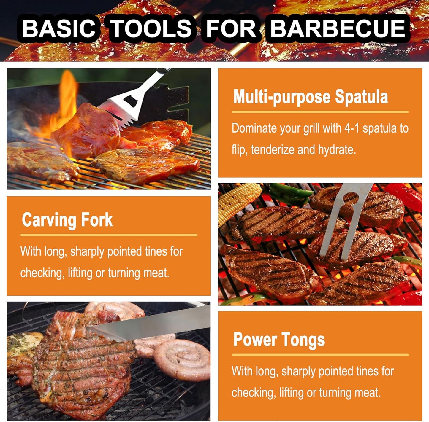 24PCS BBQ Grill Tools Set with Meat Thermometer and Injector - Extra Thick Stainless Steel Fork, Spatula& Tongs - Complete BBQ Accessories in Aluminum Case - Perfect Grill Gifts for Men