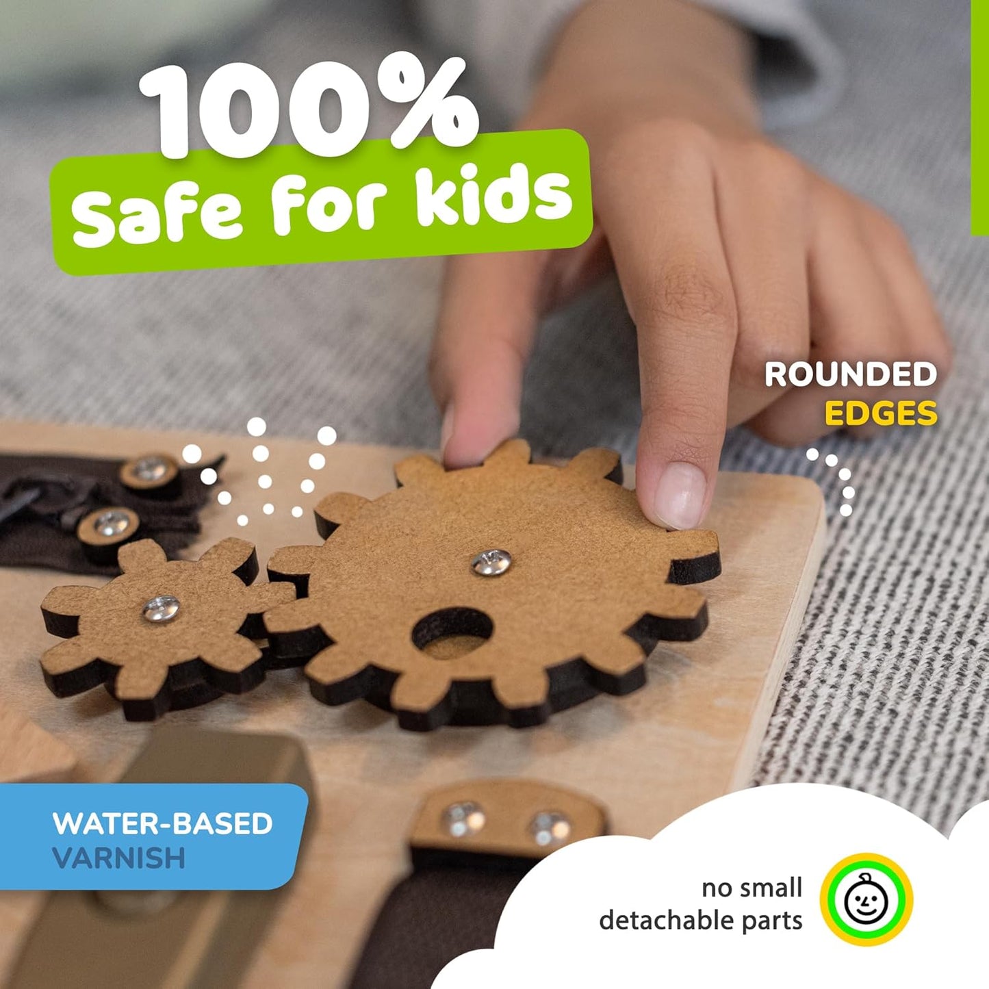 Busy Board Montessori Toys for Toddlers, Premium Sensory Wooden Toy with 10 Learning Activities for Fine Motor Skills, Airplane Travel Toy for Toddlers, Gift for Boys & Girls