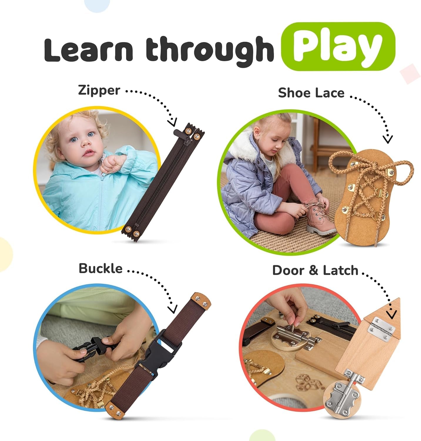 Busy Board Montessori Toys for Toddlers, Premium Sensory Wooden Toy with 10 Learning Activities for Fine Motor Skills, Airplane Travel Toy for Toddlers, Gift for Boys & Girls