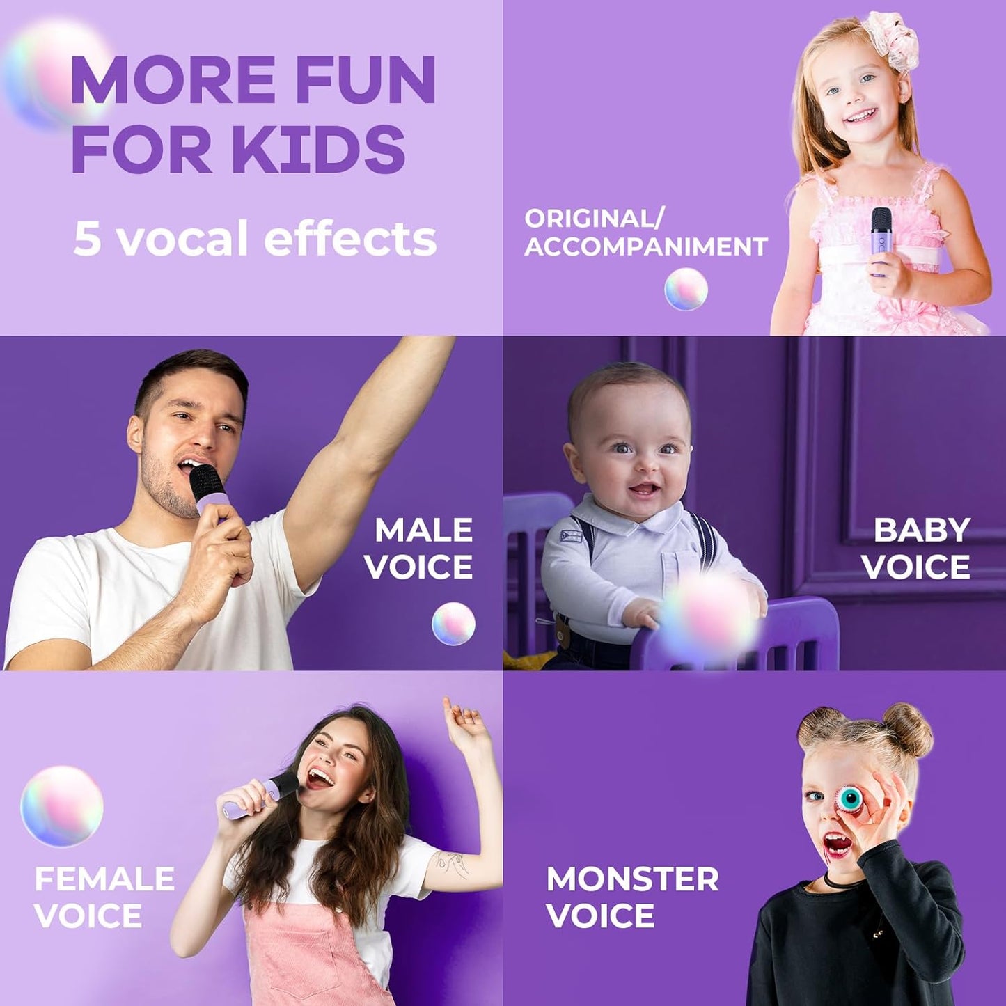 Mini Karaoke Machine with 2 Wireless Microphones, TOP Kids Gifts for Girls Ages 3, 4, 5, 6, 7, 8, 9,10,11,12 +Year Old, 4-12 Years Old Birthday Toy Gift for Girls Boys Party (Purple)