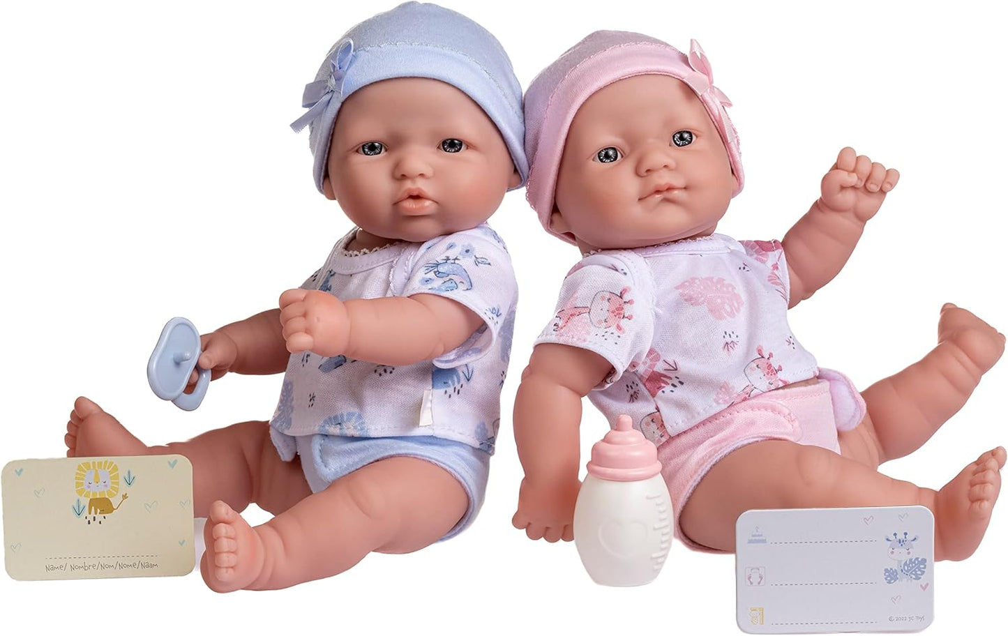 Twins 13" Realistic Soft Body Baby Dolls Berenguer Boutique | Twins Gift Set with Removable Outfits and Accessories | Pink and Blue | Caucasian | Ages 2+