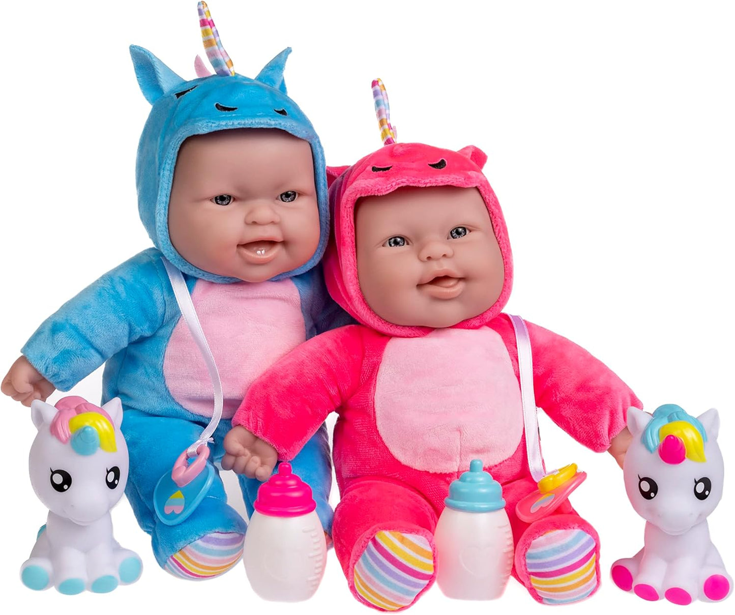Twins 13" Realistic Soft Body Baby Dolls Berenguer Boutique | Twins Gift Set with Removable Outfits and Accessories | Pink and Blue | Caucasian | Ages 2+