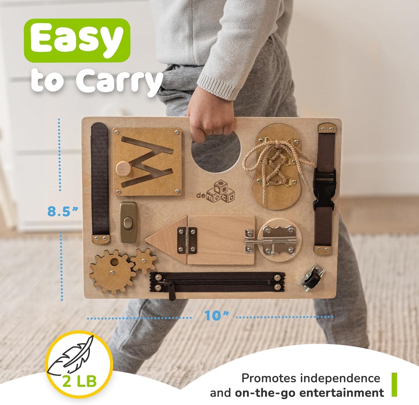 Busy Board Montessori Toys for Toddlers, Premium Sensory Wooden Toy with 10 Learning Activities for Fine Motor Skills, Airplane Travel Toy for Toddlers, Gift for Boys & Girls
