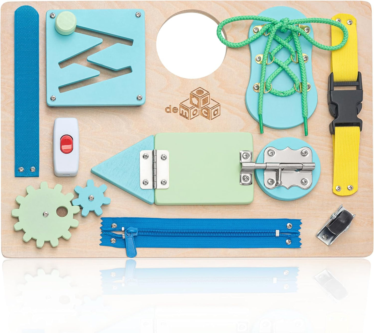 Busy Board Montessori Toys for Toddlers, Premium Sensory Wooden Toy with 10 Learning Activities for Fine Motor Skills, Airplane Travel Toy for Toddlers, Gift for Boys & Girls
