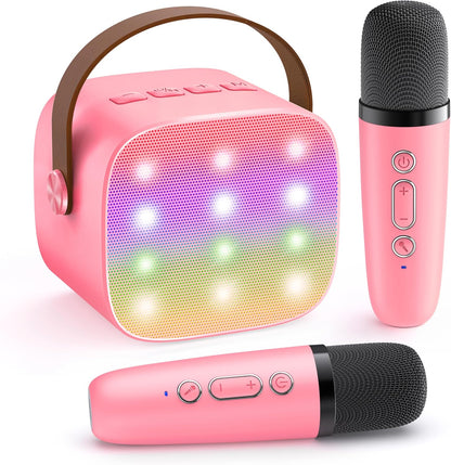 Mini Karaoke Machine with 2 Wireless Microphones, TOP Kids Gifts for Girls Ages 3, 4, 5, 6, 7, 8, 9,10,11,12 +Year Old, 4-12 Years Old Birthday Toy Gift for Girls Boys Party (Purple)