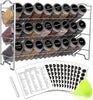 Spice Rack Organizer with 24 Empty Glass Spice Jars, 396 Spice Labels with Chalk Marker and Funnel Complete Set, for Countertop, Cabinet or Wall Mount, Silver