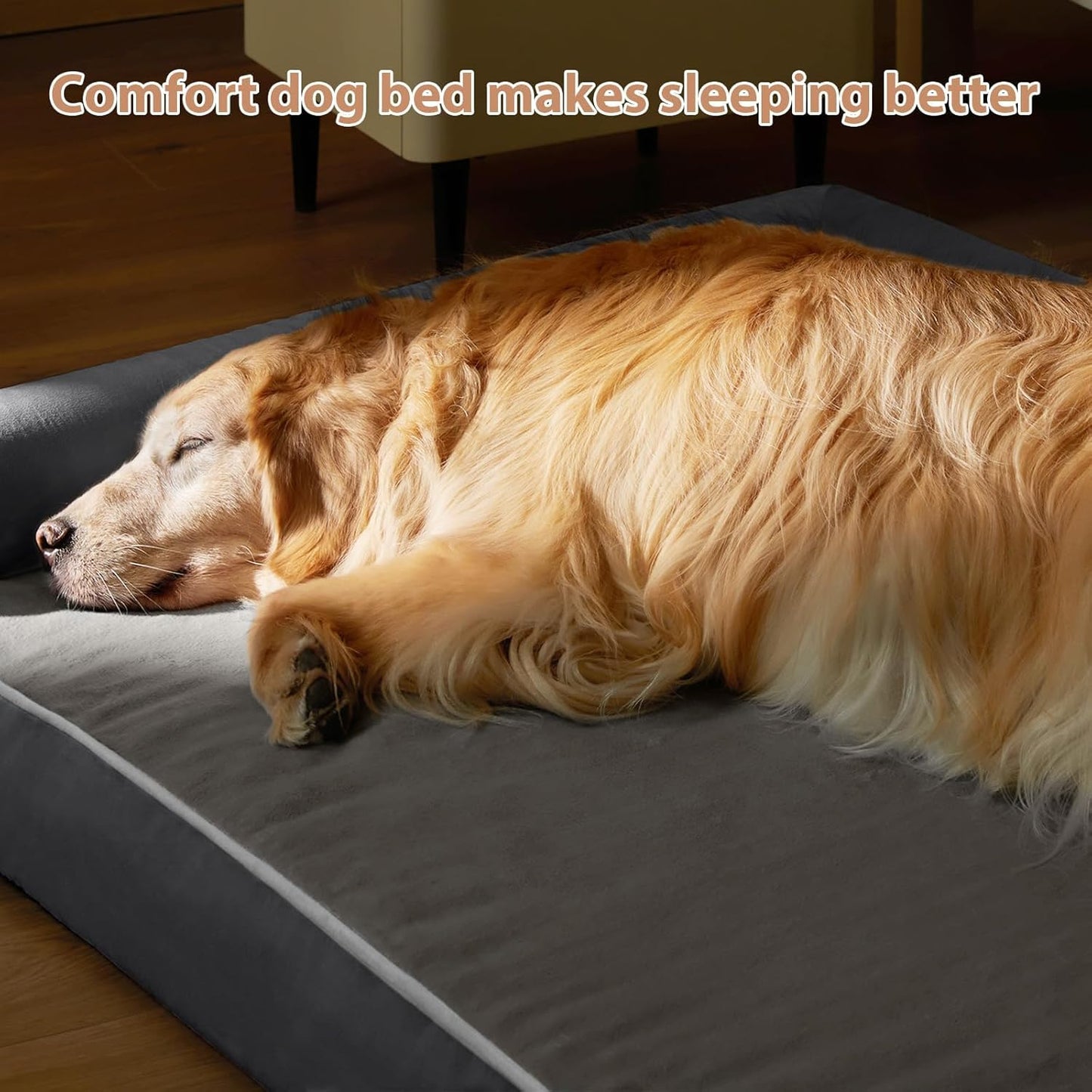Washable Dog Beds for Extra Large Dogs, Orthopedic Dog Bed Extra Large, Big Dogs Couch with Removable Washable Cover, Waterproof Lining and Nonskid Bottom, Egg-Crate Foam Pet Sofa