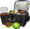 Dog Travel Bag, Travel Pet Bag Organizer, Dog Food Travel Bag with Food Container and Bowls, Dog Travel Supplies Gift Accessories for Weekend Camping, Dog Cat Diaper Bag (Pink, Medium)