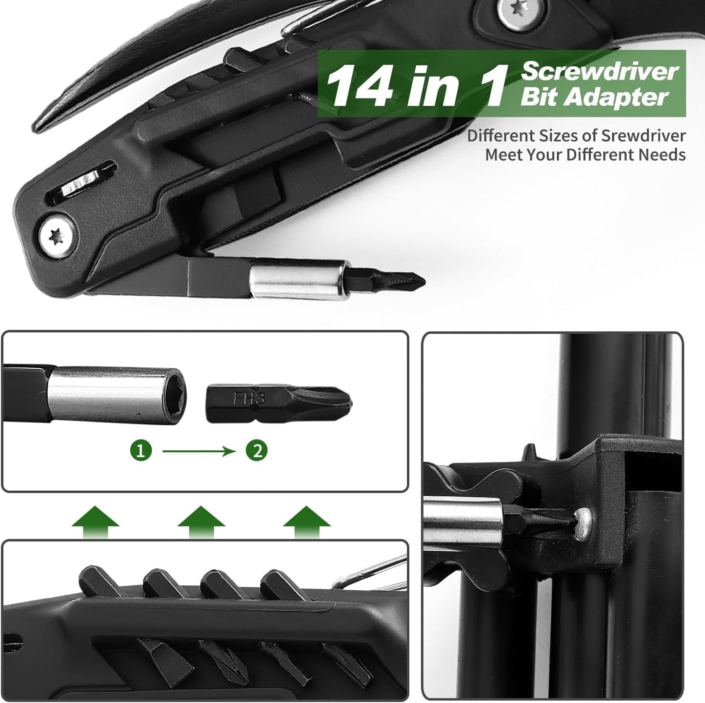 Stocking Stuffers for Adults Men - Gifts for Dad from Daughter Son - Upgraded 14 in 1 Hammer Multitool with Safety Lock, Screwdriver Set and Durable Sheath - Ideal Birthday Gift for Father