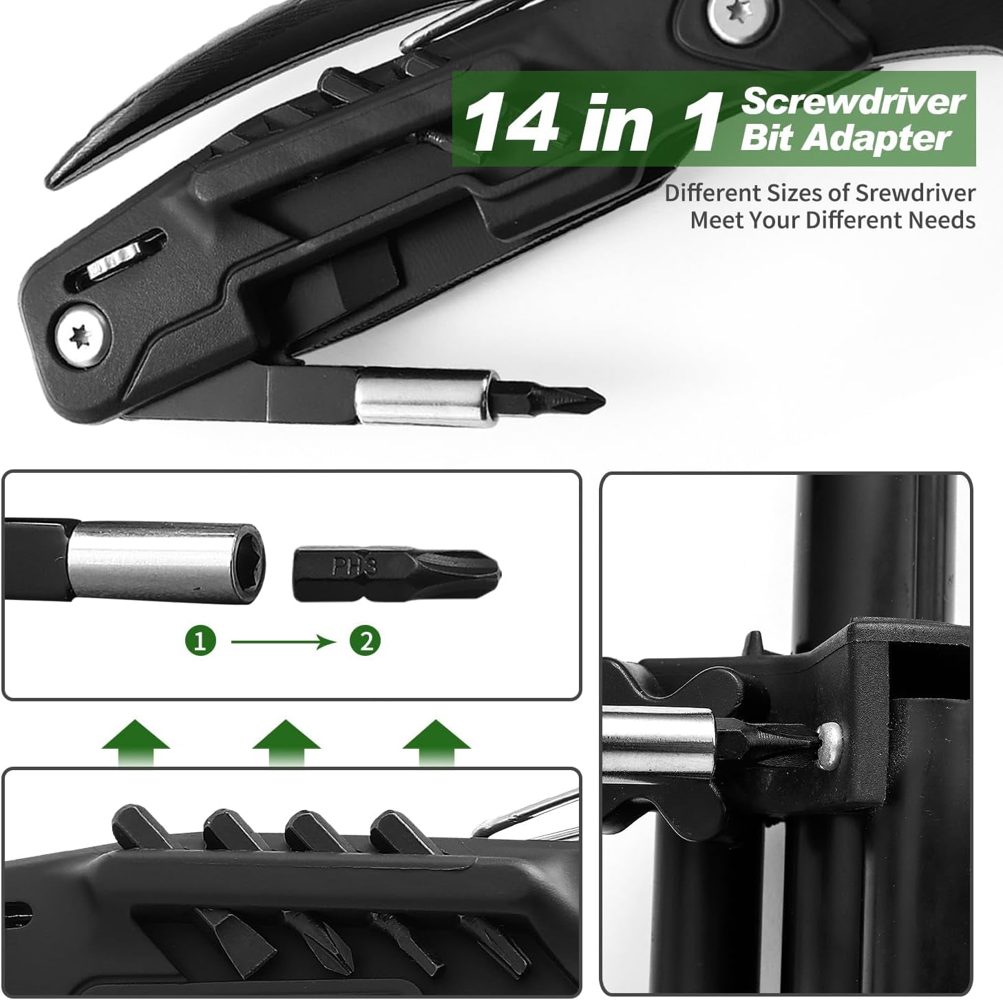 Stocking Stuffers for Adults Men - Gifts for Dad from Daughter Son - Upgraded 14 in 1 Hammer Multitool with Safety Lock, Screwdriver Set and Durable Sheath - Ideal Birthday Gift for Father