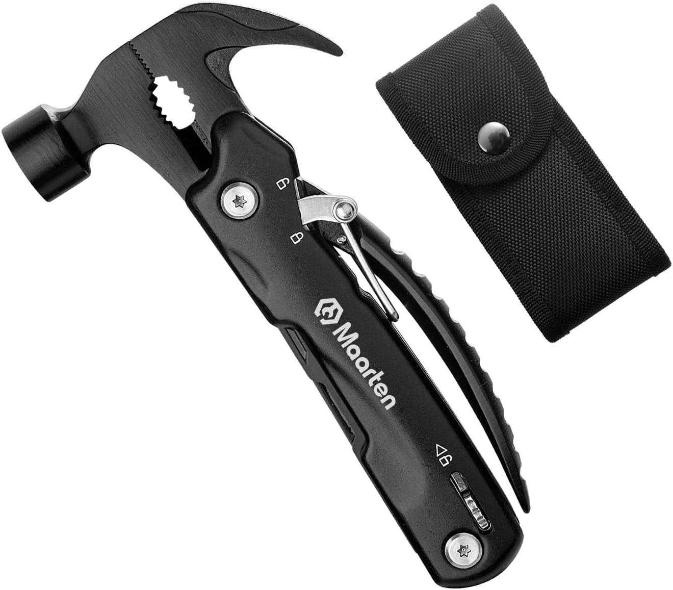 Stocking Stuffers for Adults Men - Gifts for Dad from Daughter Son - Upgraded 14 in 1 Hammer Multitool with Safety Lock, Screwdriver Set and Durable Sheath - Ideal Birthday Gift for Father