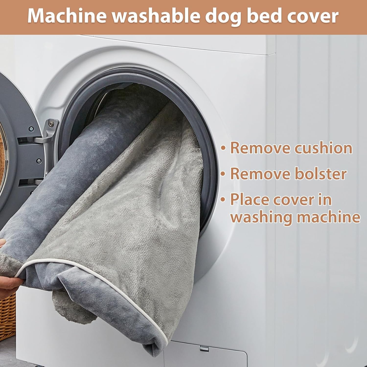 Washable Dog Beds for Extra Large Dogs, Orthopedic Dog Bed Extra Large, Big Dogs Couch with Removable Washable Cover, Waterproof Lining and Nonskid Bottom, Egg-Crate Foam Pet Sofa