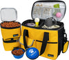 Dog Travel Bag, Travel Pet Bag Organizer, Dog Food Travel Bag with Food Container and Bowls, Dog Travel Supplies Gift Accessories for Weekend Camping, Dog Cat Diaper Bag (Pink, Medium)
