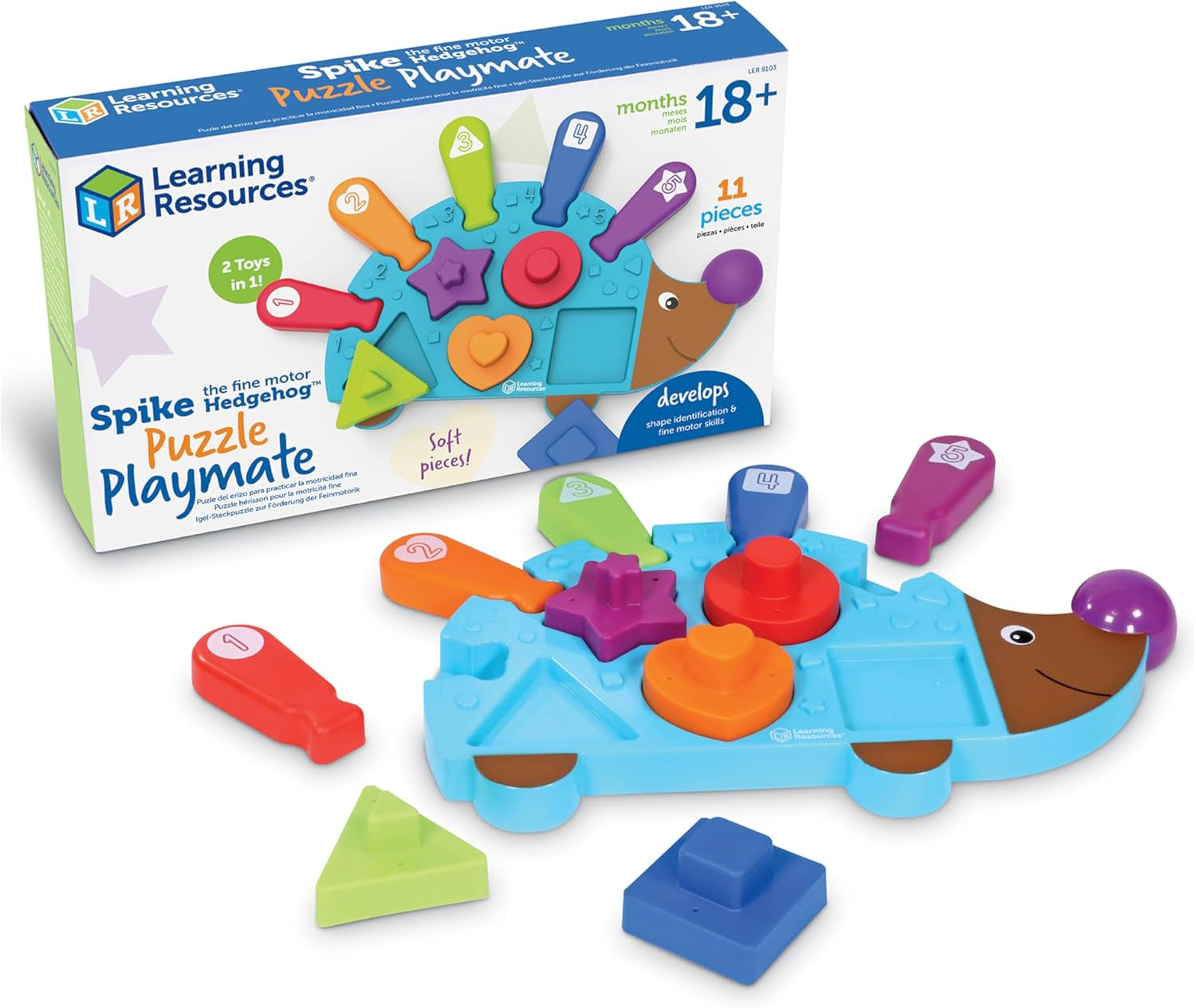 Spike the Fine Motor Hedgehog, Toddler Learning Toys, Fine Motor and Sensory Toys, Kids Easter Basket Stuffers, Ages 18+ Months,14 Pieces