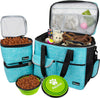 Dog Travel Bag, Travel Pet Bag Organizer, Dog Food Travel Bag with Food Container and Bowls, Dog Travel Supplies Gift Accessories for Weekend Camping, Dog Cat Diaper Bag (Pink, Medium)