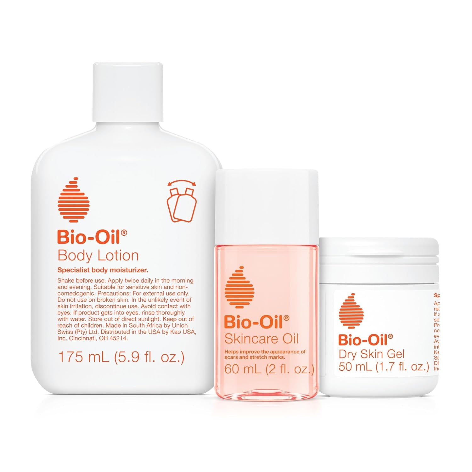 Skincare Set for Scars, Stretch Marks, and Dry Skin, 3 Pc Travel Size Kit Includes Skin Care Oil (2 Oz), Dry Skin Gel (1.7 Oz), and Body Lotion (5.7 Oz), Pregnancy and Maternity Stretch Marks
