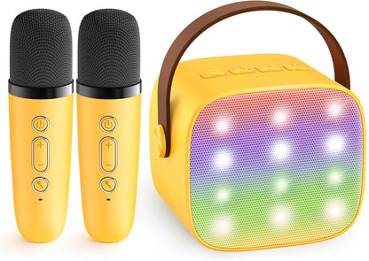 Mini Karaoke Machine with 2 Wireless Microphones, TOP Kids Gifts for Girls Ages 3, 4, 5, 6, 7, 8, 9,10,11,12 +Year Old, 4-12 Years Old Birthday Toy Gift for Girls Boys Party (Purple)