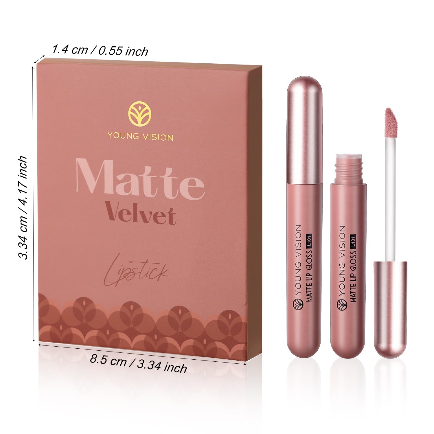 6-Pc Matte Nude Liquid Lipstick Set - Long-Lasting & Pigmented Shades, Lip Gloss Bundle Gift Collection for Girls/Women