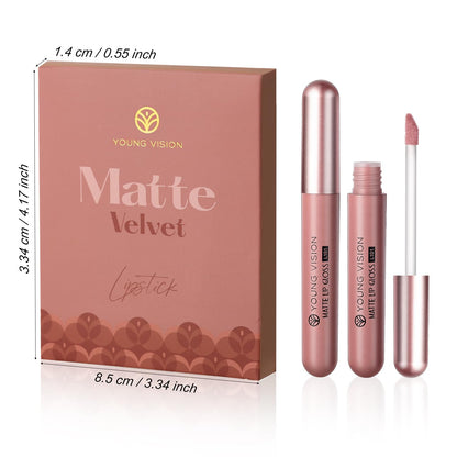6-Pc Matte Nude Liquid Lipstick Set - Long-Lasting & Pigmented Shades, Lip Gloss Bundle Gift Collection for Girls/Women