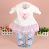 Baby Girls Denim Clothing Sets 3 Pieces Sets T Shirt Denim Jacket and Jeans