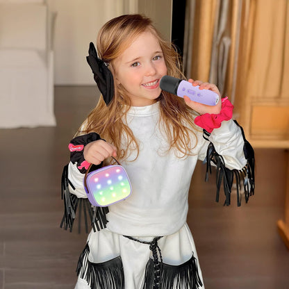 Mini Karaoke Machine with 2 Wireless Microphones, TOP Kids Gifts for Girls Ages 3, 4, 5, 6, 7, 8, 9,10,11,12 +Year Old, 4-12 Years Old Birthday Toy Gift for Girls Boys Party (Purple)