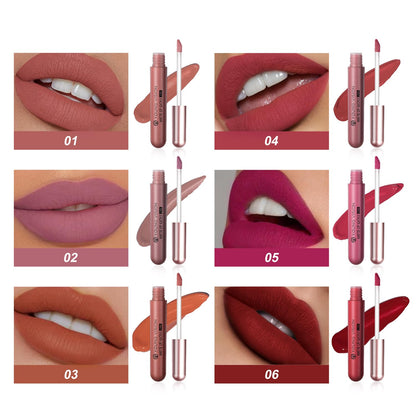 6-Pc Matte Nude Liquid Lipstick Set - Long-Lasting & Pigmented Shades, Lip Gloss Bundle Gift Collection for Girls/Women