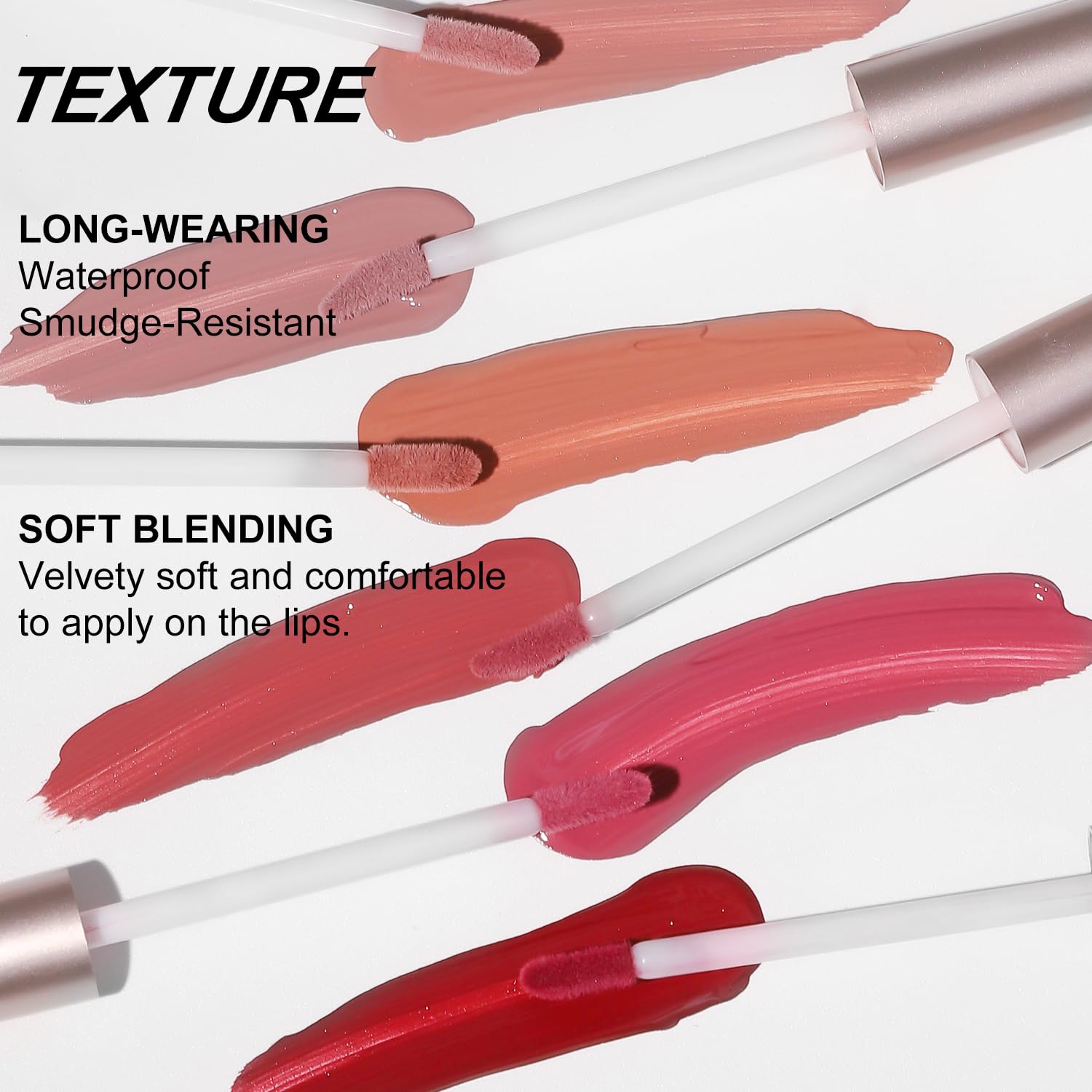 6-Pc Matte Nude Liquid Lipstick Set - Long-Lasting & Pigmented Shades, Lip Gloss Bundle Gift Collection for Girls/Women
