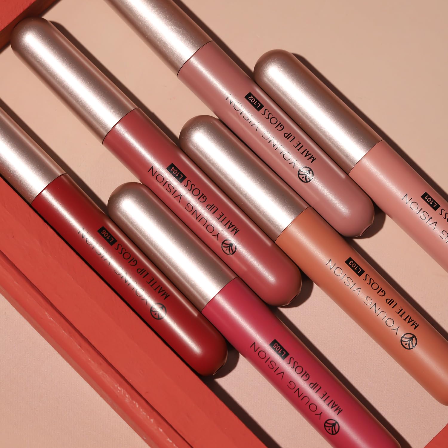 6-Pc Matte Nude Liquid Lipstick Set - Long-Lasting & Pigmented Shades, Lip Gloss Bundle Gift Collection for Girls/Women