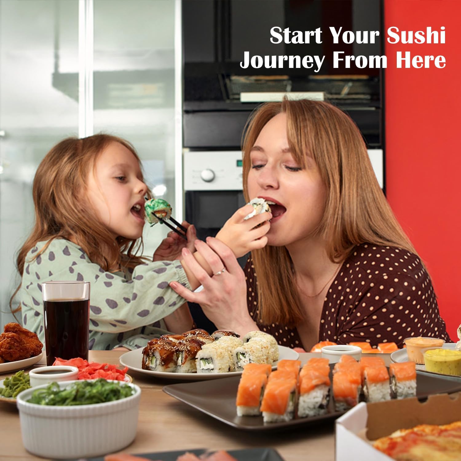 Sushi Making Kit, 28 in 1 [Parent-Child] Sushi Roller Kit with Bamboo Mats, Sushi Bazooka, Nigiri Gunkan Sushi Mold, Musubi Maker, Rice Ball Mold & More