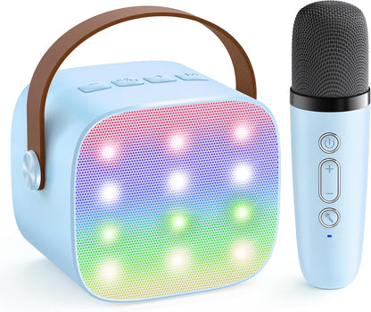 Mini Karaoke Machine with 2 Wireless Microphones, TOP Kids Gifts for Girls Ages 3, 4, 5, 6, 7, 8, 9,10,11,12 +Year Old, 4-12 Years Old Birthday Toy Gift for Girls Boys Party (Purple)