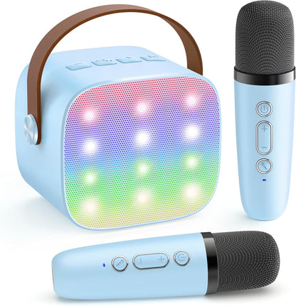 Mini Karaoke Machine with 2 Wireless Microphones, TOP Kids Gifts for Girls Ages 3, 4, 5, 6, 7, 8, 9,10,11,12 +Year Old, 4-12 Years Old Birthday Toy Gift for Girls Boys Party (Purple)