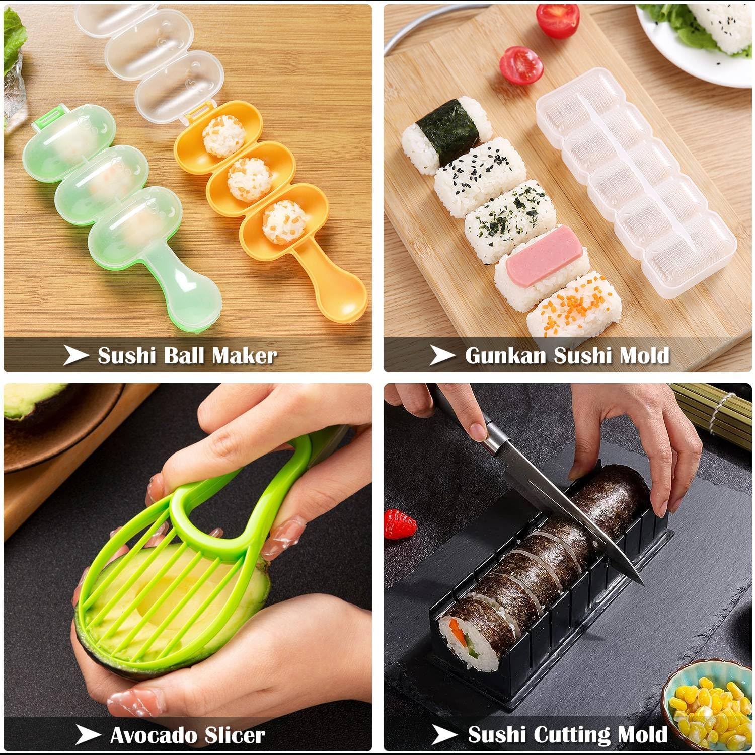 Sushi Making Kit, 28 in 1 [Parent-Child] Sushi Roller Kit with Bamboo Mats, Sushi Bazooka, Nigiri Gunkan Sushi Mold, Musubi Maker, Rice Ball Mold & More