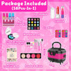 58 Pcs Kids Makeup Kit for Girl, Princess Toys Real Washable Cosmetic Set with Mirror, Kids Makeup Sets for Girls, Play Make up Birthday Gifts for 3 4 5 6 7 8 9 10 11 12 Years Old Kid (Rose)