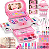 58 Pcs Kids Makeup Kit for Girl, Princess Toys Real Washable Cosmetic Set with Mirror, Kids Makeup Sets for Girls, Play Make up Birthday Gifts for 3 4 5 6 7 8 9 10 11 12 Years Old Kid (Rose)