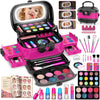 58 Pcs Kids Makeup Kit for Girl, Princess Toys Real Washable Cosmetic Set with Mirror, Kids Makeup Sets for Girls, Play Make up Birthday Gifts for 3 4 5 6 7 8 9 10 11 12 Years Old Kid (Rose)