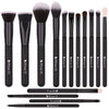 Makeup Brushes with Bag,15Pcs Makeup Brush Set Christmas Gift Travel Kabuki Foundation Blending Blush Eyeliner Shadow Brow Concealer Brushes Kit Black