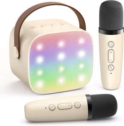 Mini Karaoke Machine with 2 Wireless Microphones, TOP Kids Gifts for Girls Ages 3, 4, 5, 6, 7, 8, 9,10,11,12 +Year Old, 4-12 Years Old Birthday Toy Gift for Girls Boys Party (Purple)