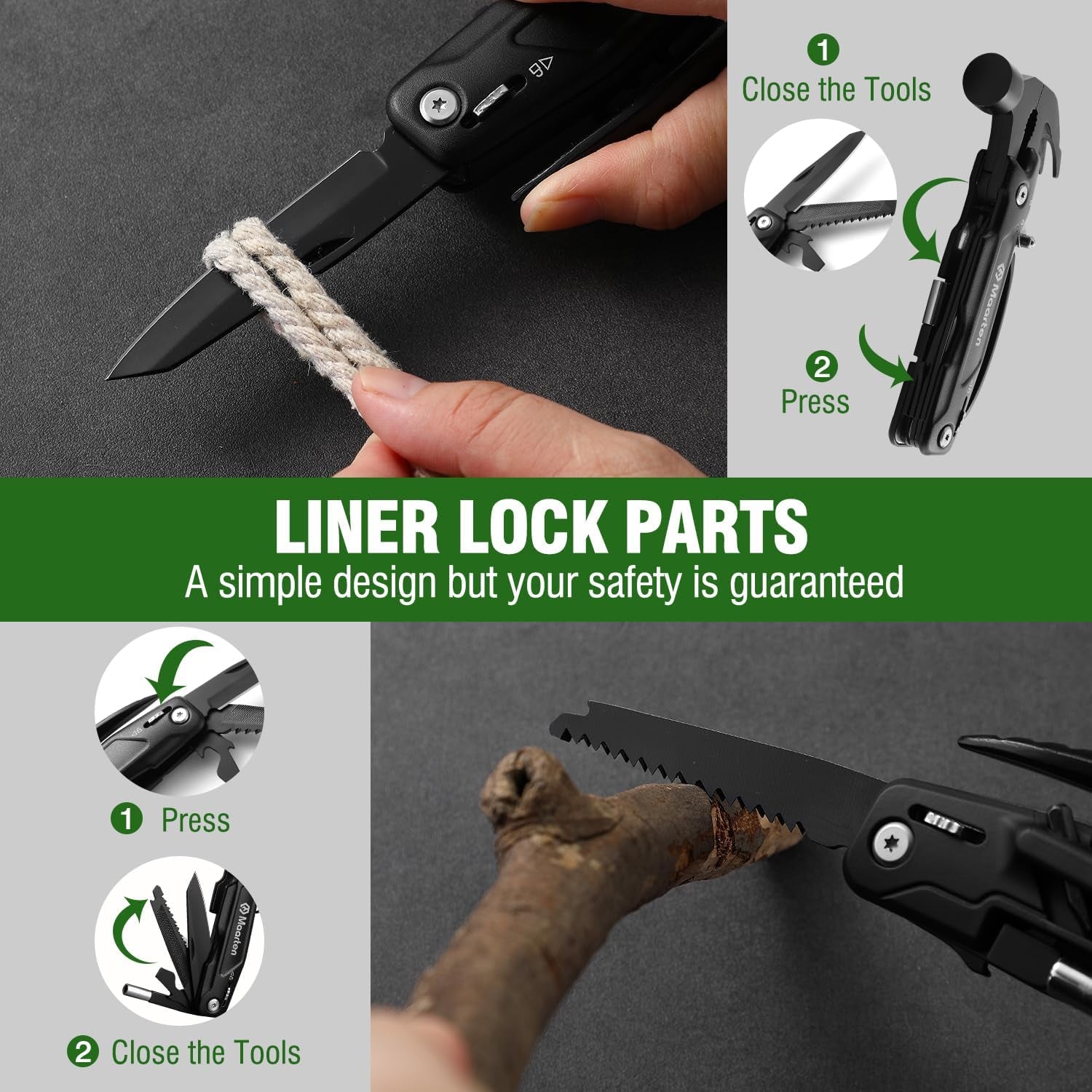 Stocking Stuffers for Adults Men - Gifts for Dad from Daughter Son - Upgraded 14 in 1 Hammer Multitool with Safety Lock, Screwdriver Set and Durable Sheath - Ideal Birthday Gift for Father