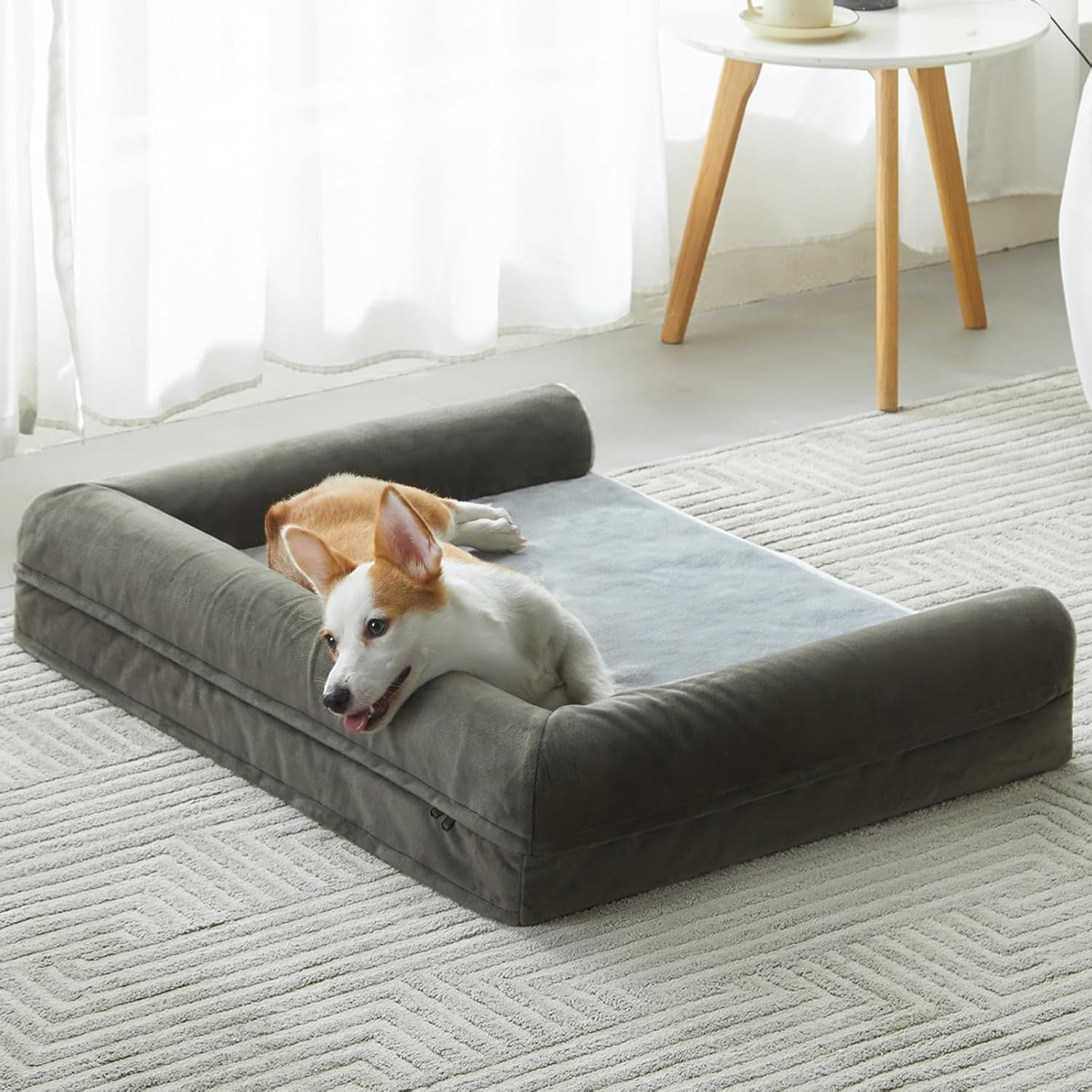 Washable Dog Beds for Extra Large Dogs, Orthopedic Dog Bed Extra Large, Big Dogs Couch with Removable Washable Cover, Waterproof Lining and Nonskid Bottom, Egg-Crate Foam Pet Sofa
