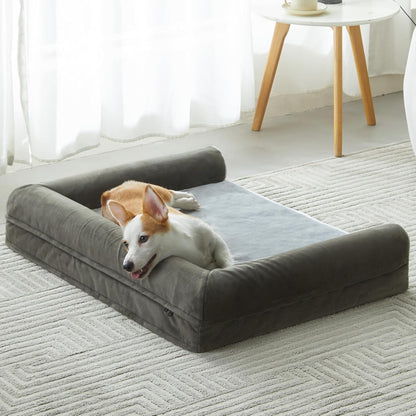 Washable Dog Beds for Extra Large Dogs, Orthopedic Dog Bed Extra Large, Big Dogs Couch with Removable Washable Cover, Waterproof Lining and Nonskid Bottom, Egg-Crate Foam Pet Sofa