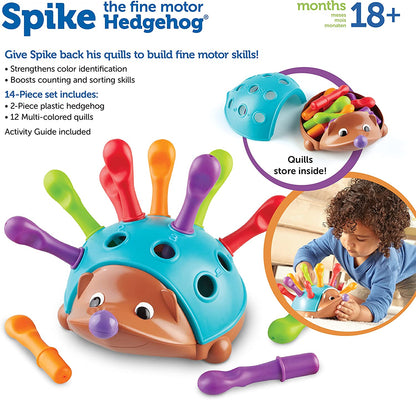 Spike the Fine Motor Hedgehog, Toddler Learning Toys, Fine Motor and Sensory Toys, Kids Easter Basket Stuffers, Ages 18+ Months,14 Pieces