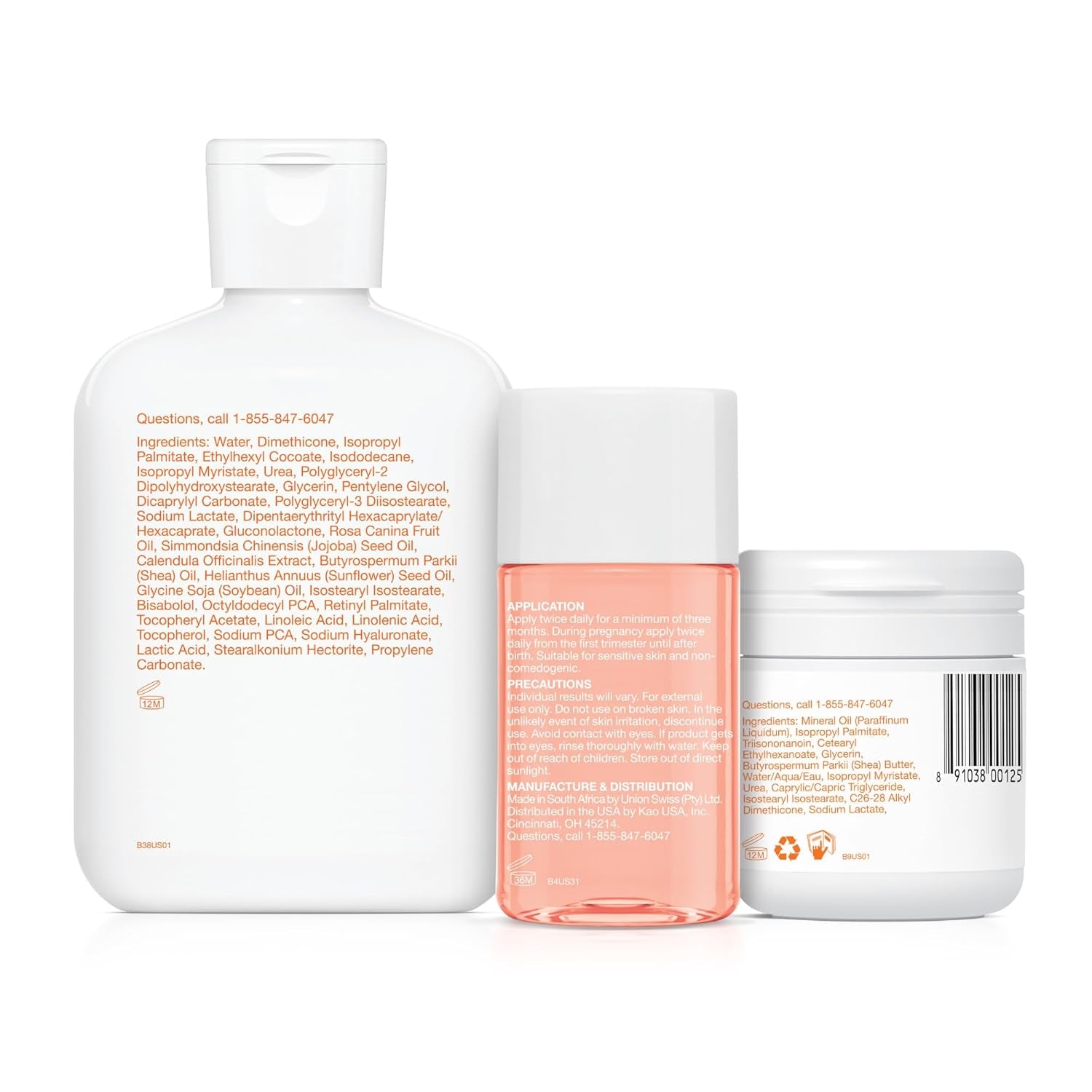 Skincare Set for Scars, Stretch Marks, and Dry Skin, 3 Pc Travel Size Kit Includes Skin Care Oil (2 Oz), Dry Skin Gel (1.7 Oz), and Body Lotion (5.7 Oz), Pregnancy and Maternity Stretch Marks